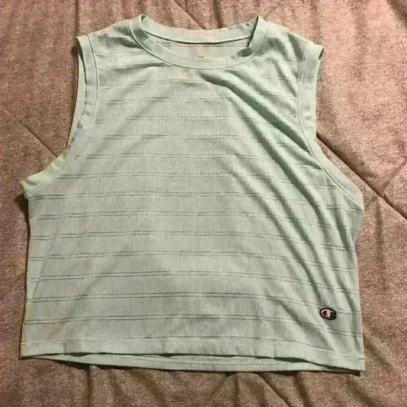 CHAMPION Teal Ribbed Crop‎ Tank Top Size Medium - Picture 1 of 5
